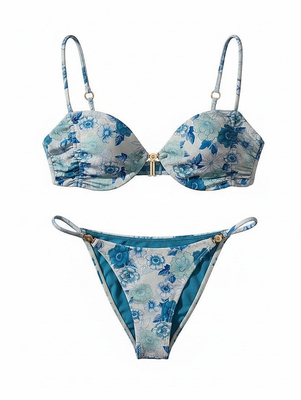 NWT! PacSun Blue Floral Bikini Set - Women Swim